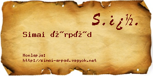 Simai Árpád névjegykártya
